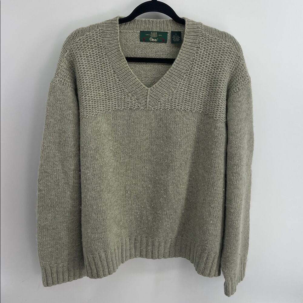 Vintage Orvis 100% wool V-neck pullover knit sweater sz XL